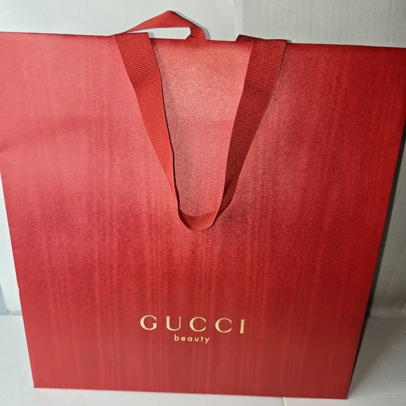 Gucci Beauty Red Woodgrain Pattern Gift Bag - Picture 11 of 16